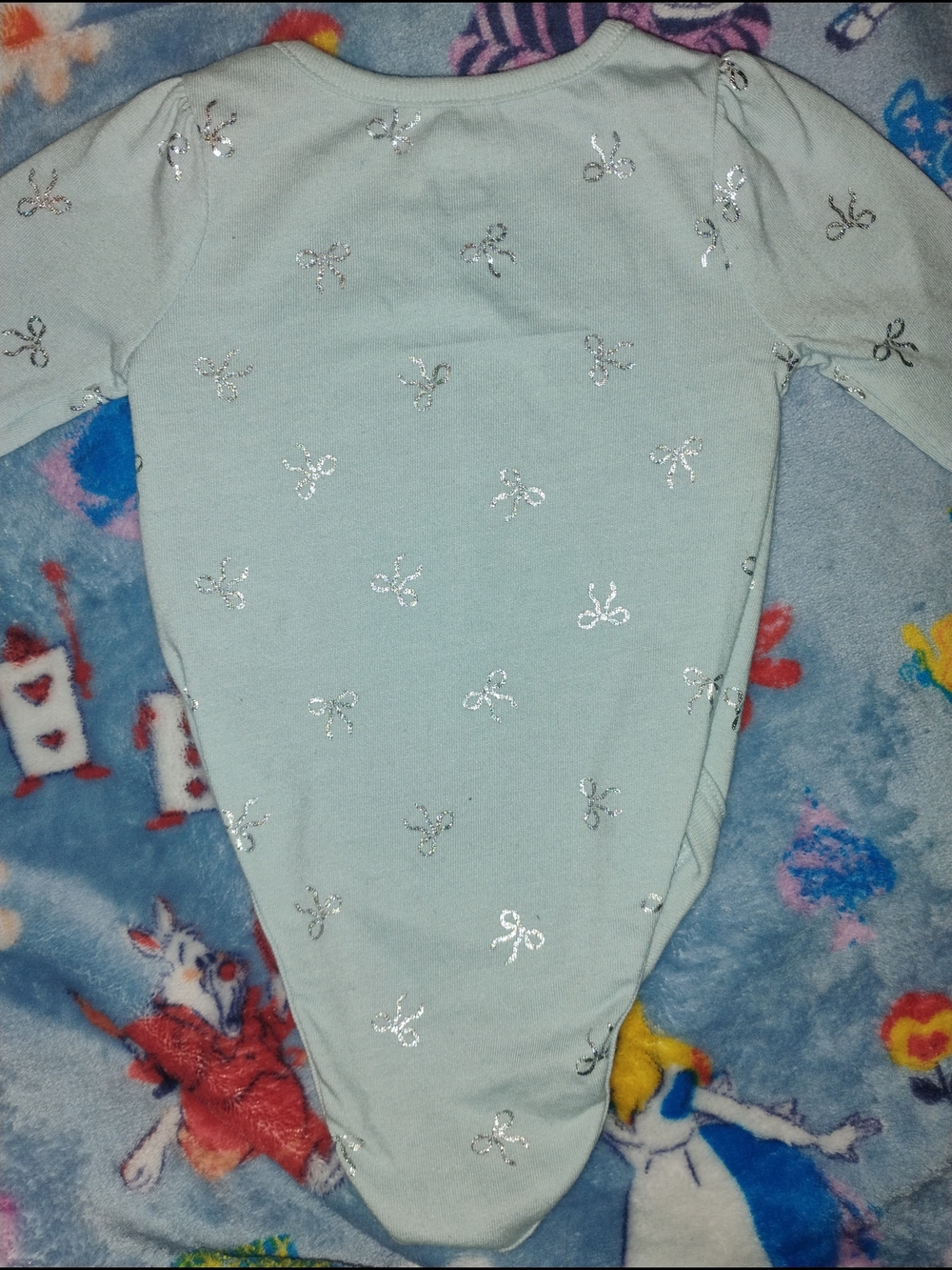 Garanimals Light Blue Bow-Print One-Piece Bodysuit - Picture 3 of 4